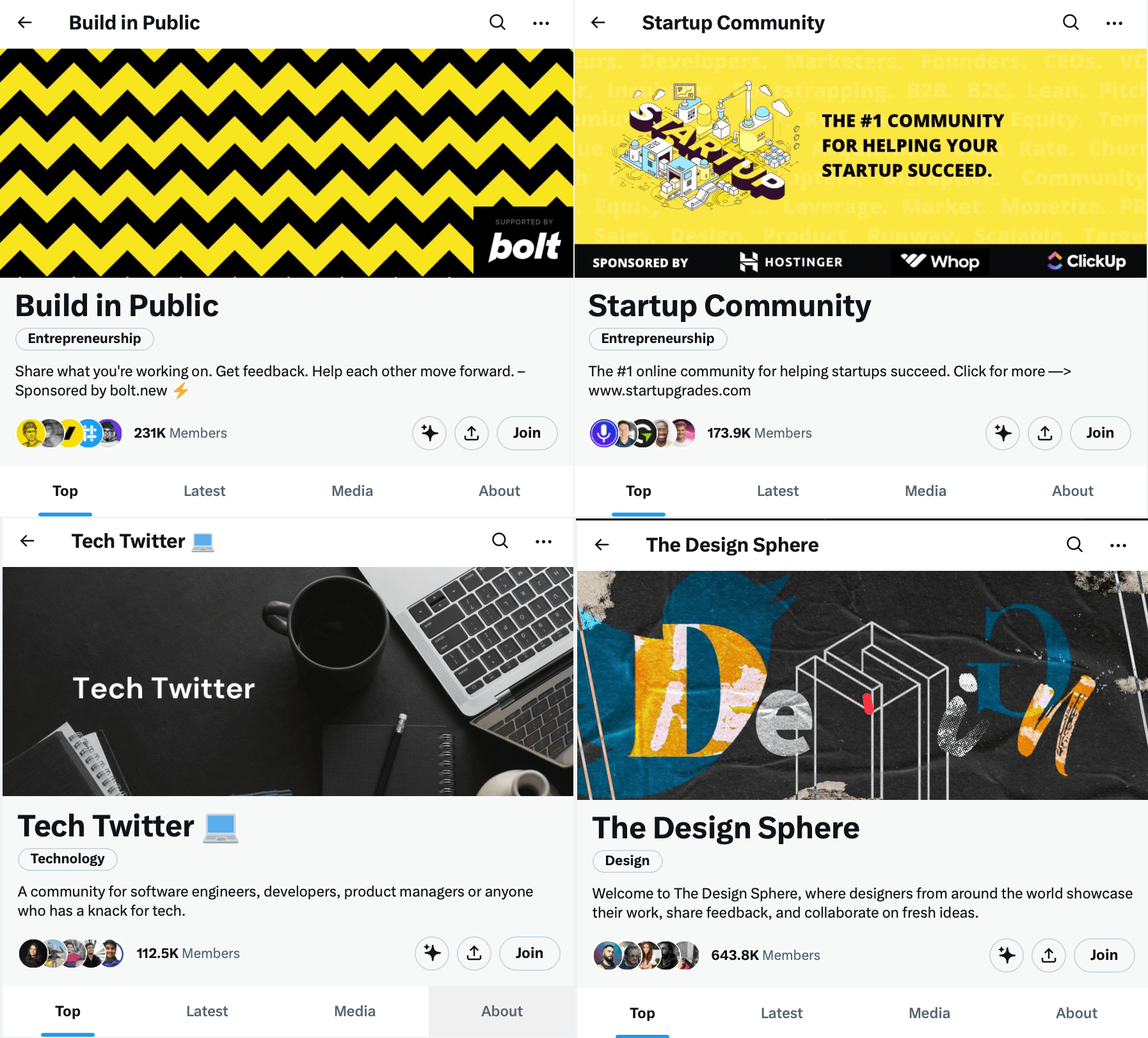 Some bigger communities on X