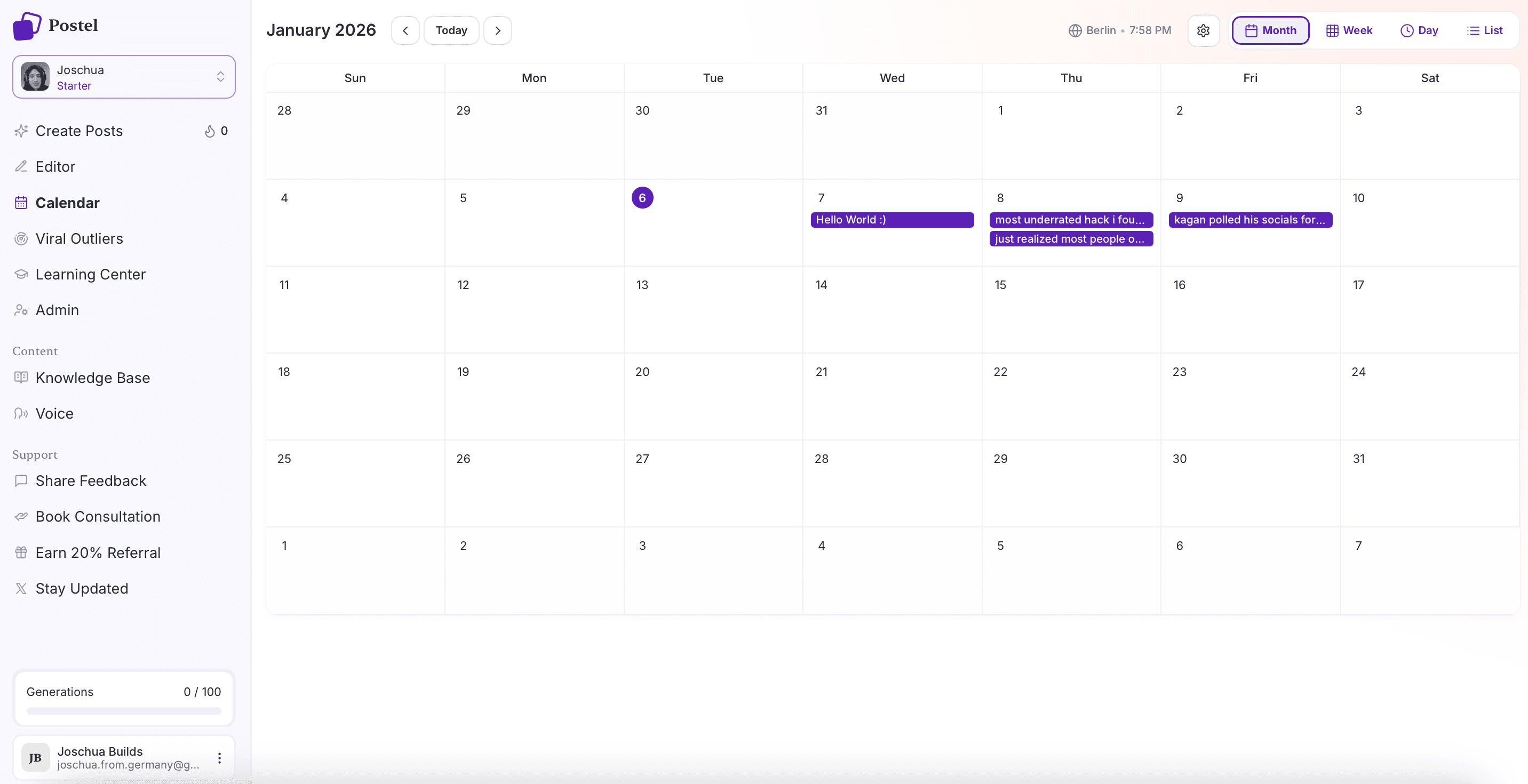 Calendar Monthly View