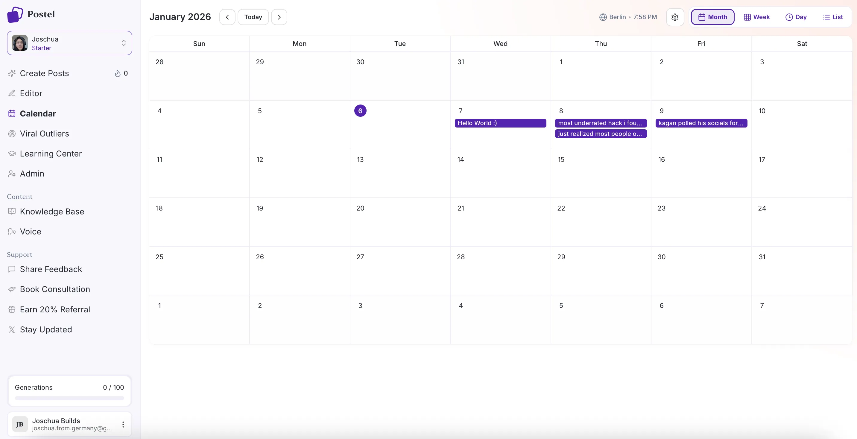 Calendar Monthly View