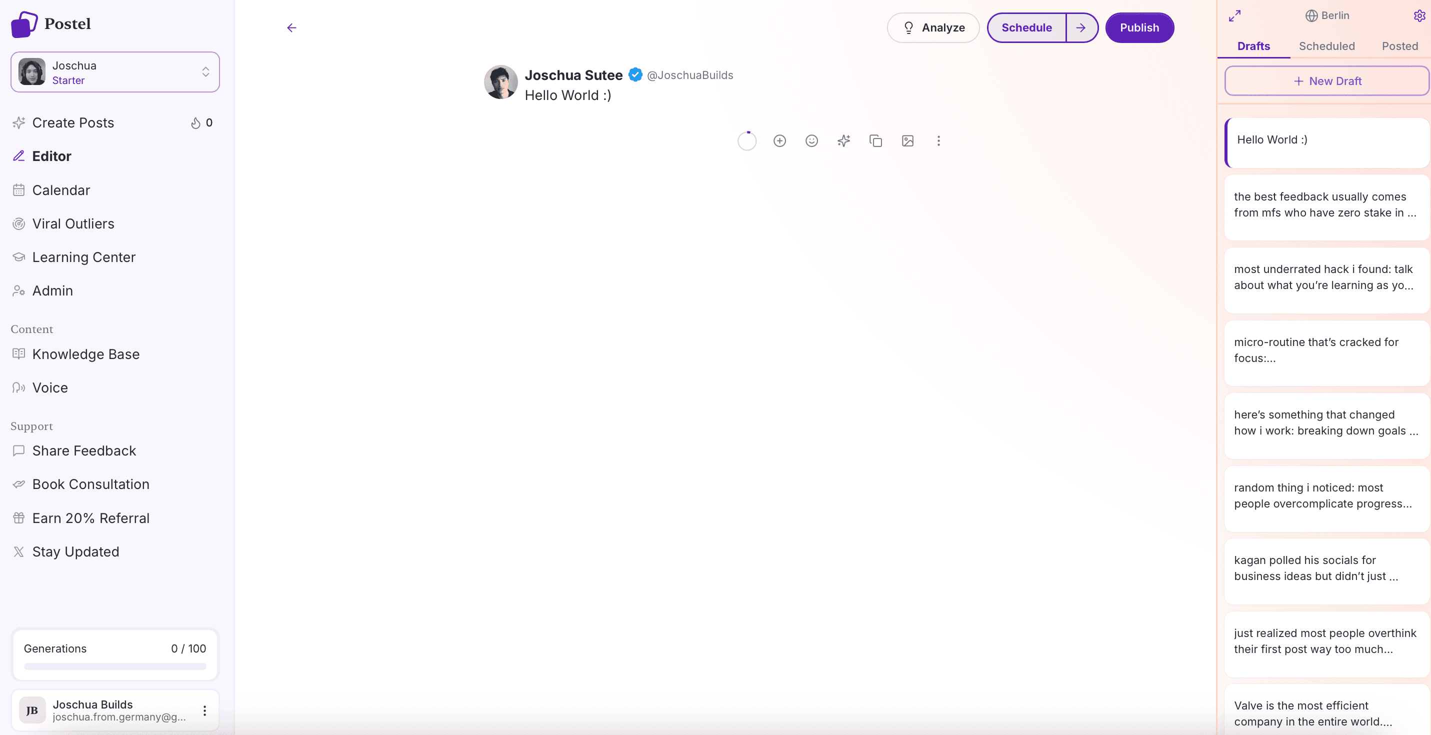 Postel Editor Full Page View