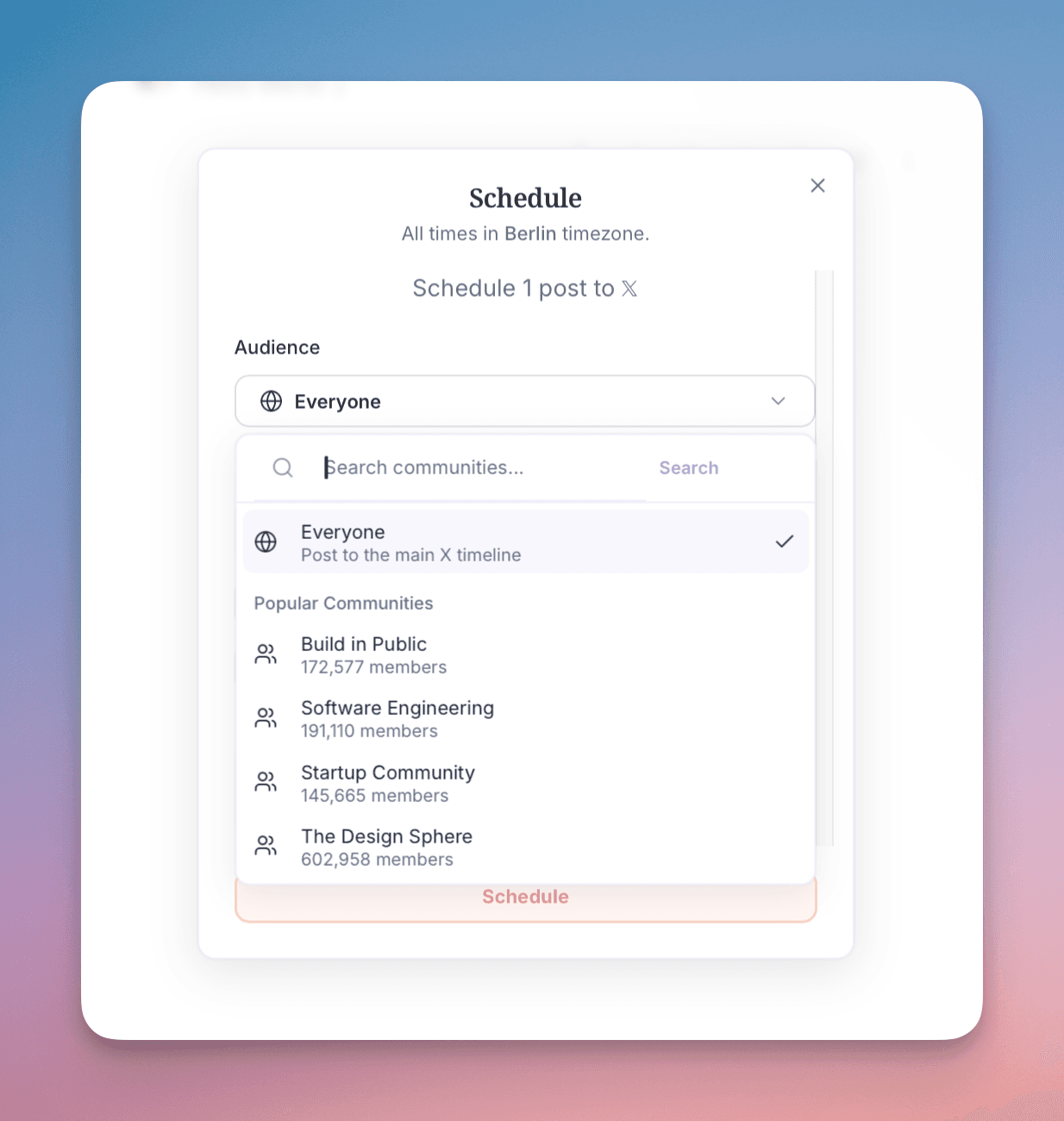 Scheduling to Communities
