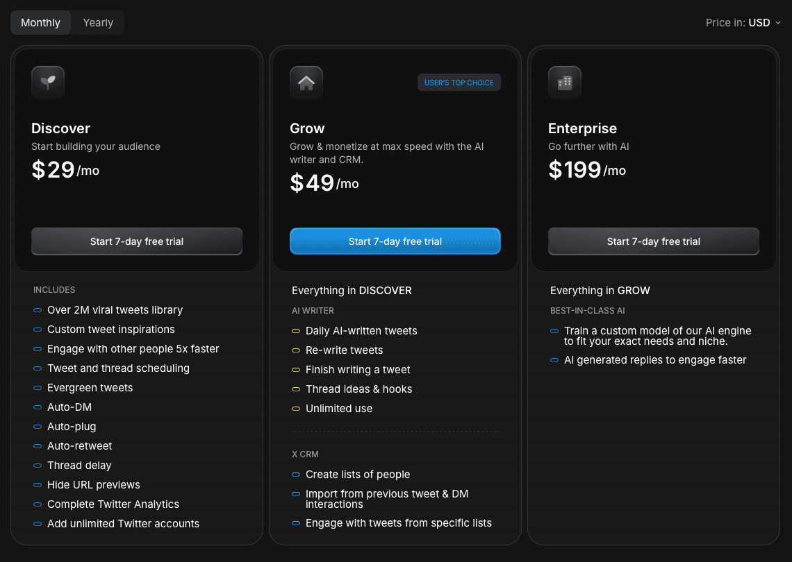 Tweet Hunter Pricing
