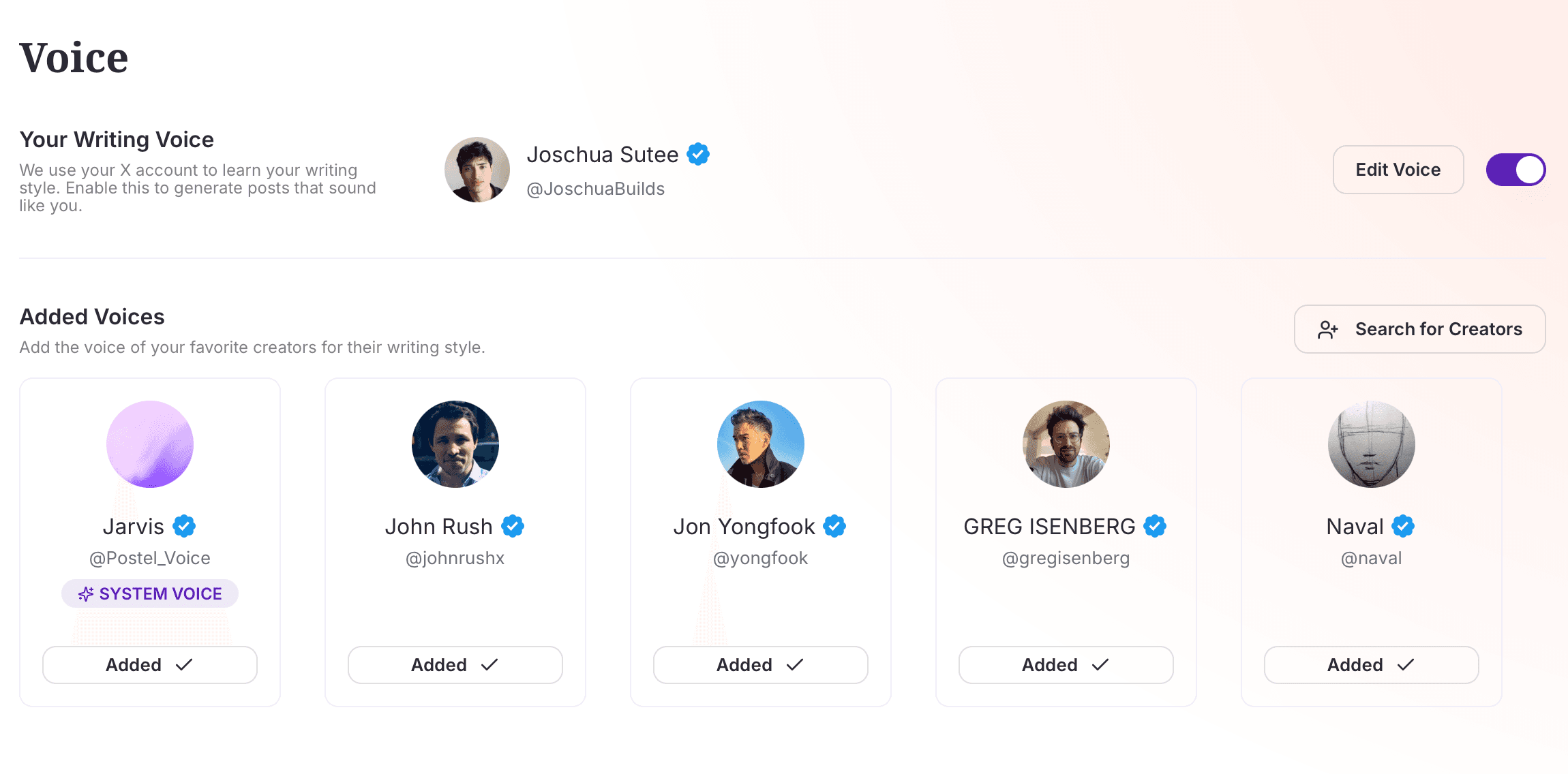 Postel Voice Matching