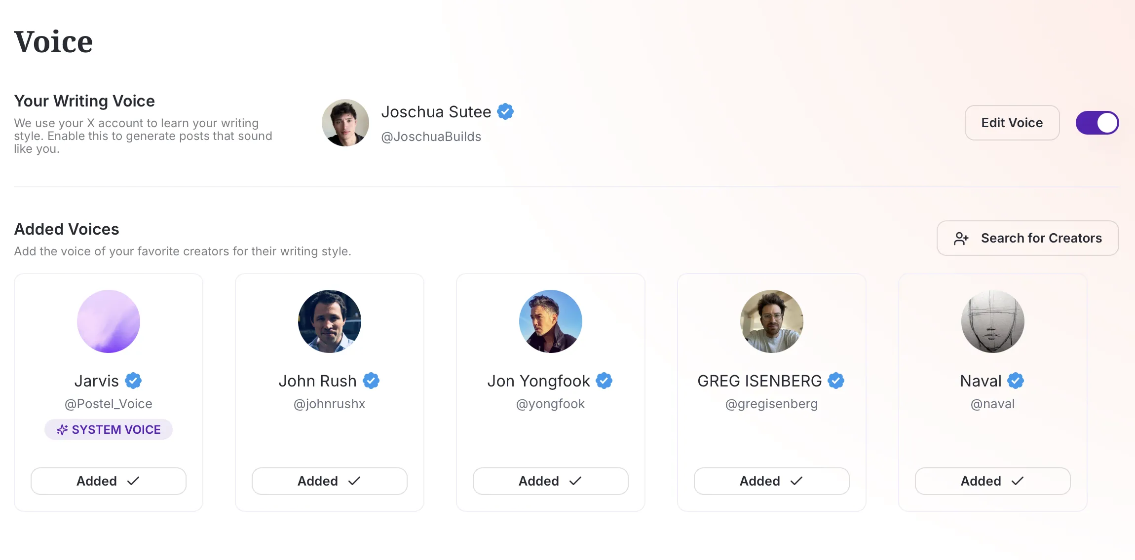 Postel Voice Matching