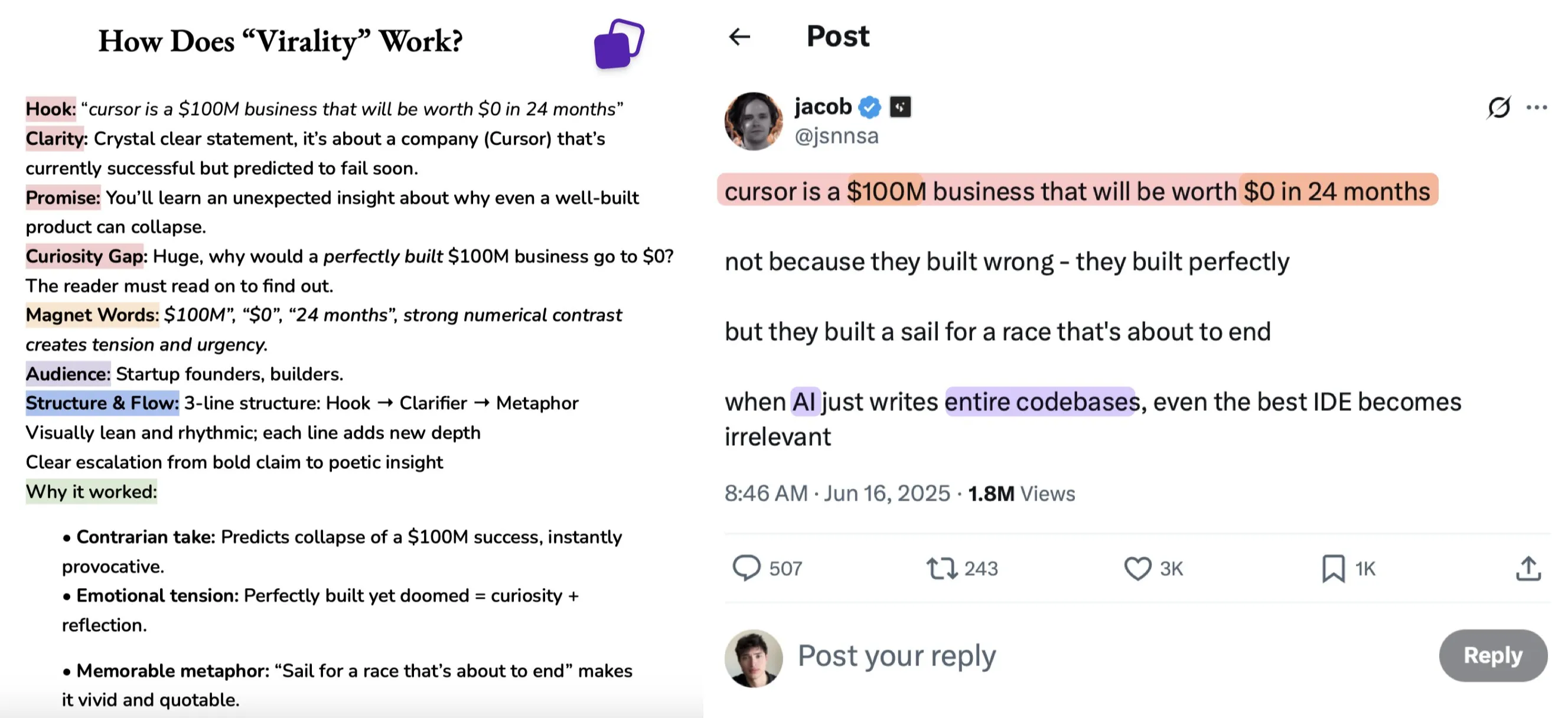 Jacob's tweet about Cursor