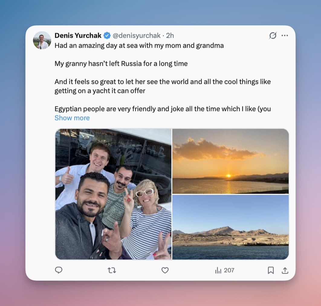 Example of showing yourself on X