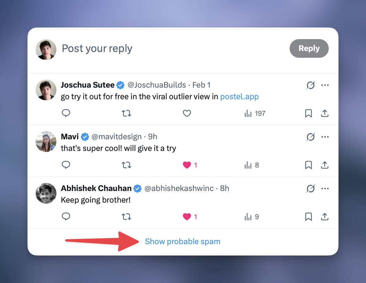 How to show hidden replies on a post