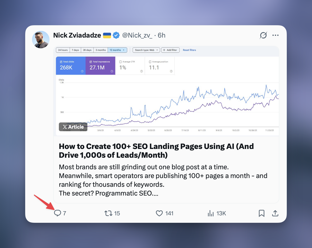 Where to find replies on an X post