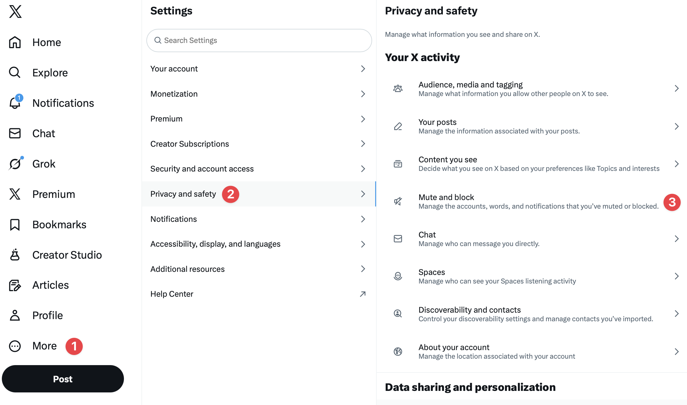 Mute words settings on X desktop